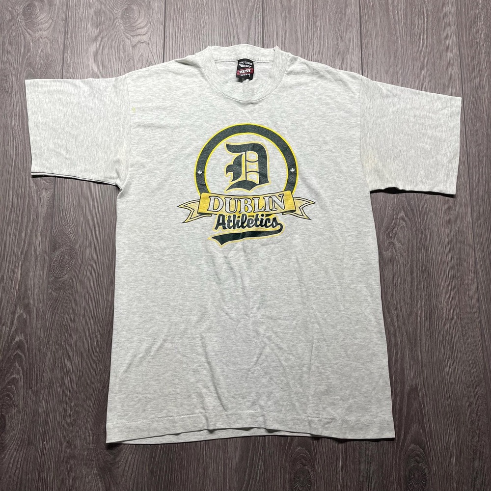 Vintage Dublin Athletics 1990s MLB Shirt Grey Medium Baseball Single Stitch